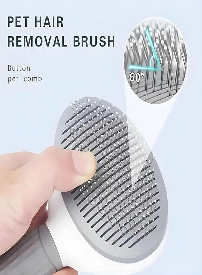 VAYINATO® Self-Cleaning Smooth Brush, Dog Cat Rabbit Pet Grooming Shedding Brush-Easy To Remove Loose Primer | One-Click Slicker Brush, Durable Hair Remover Comb (Grey) - Image 3